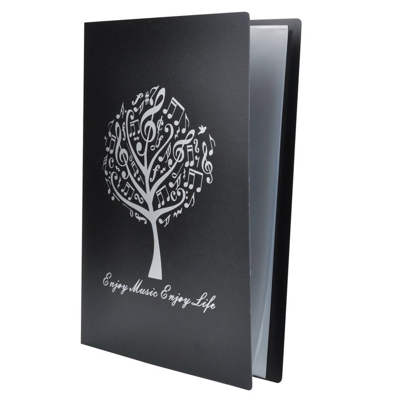 PUNK Music Sheet File Paper Storage Folder Documents Holder Blank Sheet Files Plastic A4 Size 40 Pockets (Music Tree Black) - Image 1
